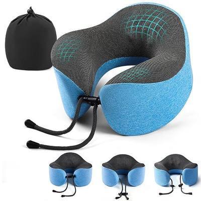Travel Neck Pillow, Ergonomic Memory Foam Light Blue