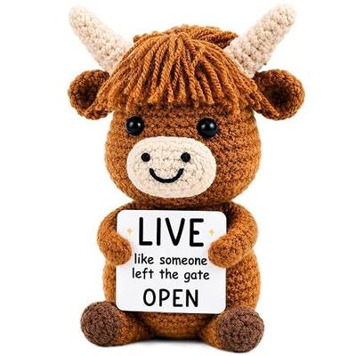 OCCdesign Funny Handmade Crochet Highland Cow New Job Gifts for Coworkers | Going Away Farewell Retirement Gift Ideas for Friends Women Men Employee-Positive Office Fall Decor Present for Leader Boss