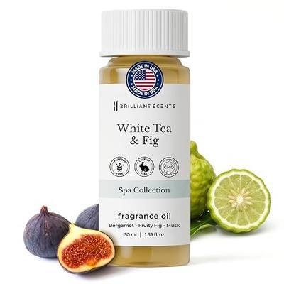 Brilliant Scents White Tea & Fig Fragrance Oil for Diffuser, 50ml - Premium Home & Hotel Essential Oil for Waterless & Cold Air Diffusers, USA Made