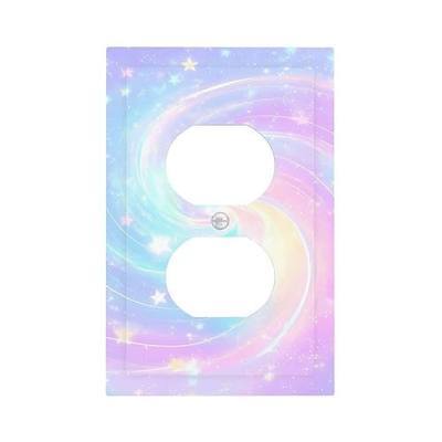 Decorative Outlet Covers Pastel Swirl Galaxy Rainbow 1 Gang Duplex Light Switch Cover Plate Unique Wall Plates for Electrical Outlets Switch Plate Covers for Nursery Decor