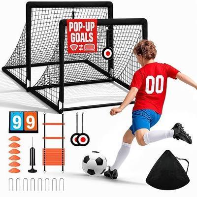 Kids Soccer Goals for Backyard Beach Set of 2,Portable Pop Up Soccer Nets | with Soccer Ball, Cones, Ladder, inflator, Targets, Complete Training Equipment for Youth, Outdoor Sports Games Portable Bag