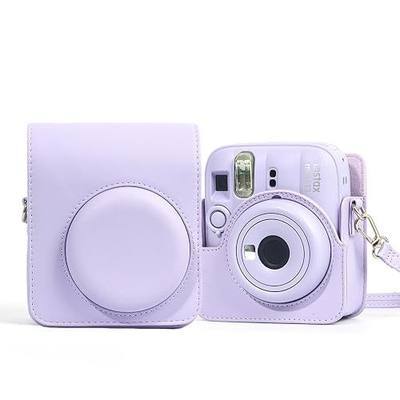 Instant Mini 13 Case for Fujifilm Instax Mini 13 12 Camera, PU Leather Protective Camera Bag with Pocket & Adjustable Shoulder Strap (Dreamy Purple) - Case Only