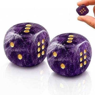 2PCS Natural Gemstone Dice, 16mm Crystal D6 Mahjong Dice Set Stone Dice for Games, Accessories, Tabletop Board Games, Casino Games, Craps, DIY Crafts, Spiritual Decor and Home Decor(Amethyst)