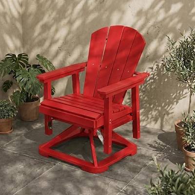 Adirondack Swivel Glider Chair, Heavy Duty HDPE All-Weather Swivel Rocker for Outdoor, 360 Degree Rotation & Smooth Gliding Motion for Fire Pit, Porch, Deck, Red