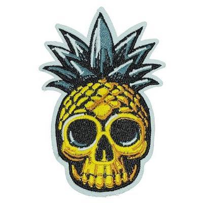 Pineapple Skull Morale Patch, 3" Tropical Skeleton Tactical Hook and Loop Patches for Backpacks Kids, Edgy Embroidered Sew On Applique, Cool Loop and Hook Badge for Jackets Hats Gear Mens