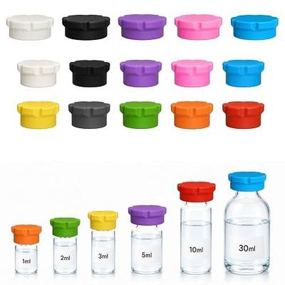 Glass Vial Protective Vial Caps for 2ml 3ml 5ml 10ml 30ml, Protective Reusable Silicone Covers for 1ml-100ml Glass Vials Fit Peptide Case for Fridge, Airtight Fridge Organizer