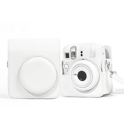 Instant Mini 13 Case for Fujifilm Instax Mini 13/12 Camera, PU Leather Protective Camera Bag with Pocket & Adjustable Shoulder Strap (Clay White) - Case Only