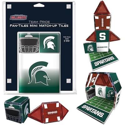 CreateOn NCAA Fan-Tiles Magnetic Match-Up Tiles for Michigan State Spartans Fans, 17-Piece Building for Kids & Adults, Officially Licensed NCAA Team Collectibles - Build, Play & Display