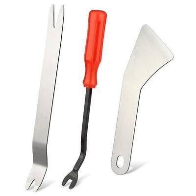 QIIYCCE 3PCS Car Trim Removal Tool Kit, Clip Removal Tool | Stainless steel pry tool,Automotive Door Panel Clip Dashboard Audio Stereo Trim Pry Disassembly Tools