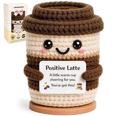Positive Coffee Gifts for Women Men, Inspirational Crochet Latte Decor