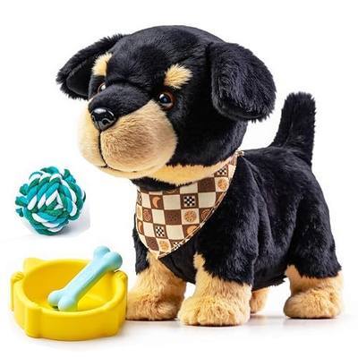 OR OR TU Electronic Interactive Plush Robot Dog Toy, Voice-Activated Control Puppy Toy, Walking, Talking, Barking, Tail Wagging, Realistic Stuffed Animal Pet Toys for Children Ages 3+