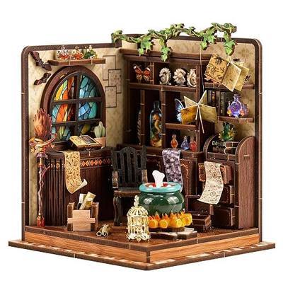 Book Nook Kit – DIY Miniature House Kit, Book Nook Kits for Adults, 3D Wooden Puzzle Craft Workshop Scene, Bookshelf Decor Insert, Home Office & Study Room Gift