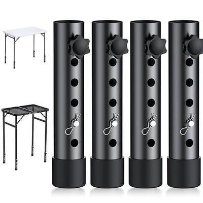 Folding Table Leg Extenders, 5 Adjustable Height Rise Up to 6.1” | Heavy Duty Steel, Table Risers for Straight And Bent Legs Under 1.4" Diameters, 4Pack, Black