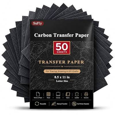 SuFly Carbon Paper for Tracing, Black Graphite Paper for Drawing, 50 Sheets | Black Graphite Transfer Paper for Drawing, Carbon Paper 8.5 x 11 Letter Size for Wood, Canvas, Paper & Light Fabric Tracing