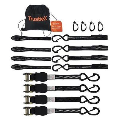 15FT Ratchet Straps 4 Pack, 1 Inch 2200lb Heavy Duty Tie Downs Straps Black Trailer Straps for Trucks Cargo Straps