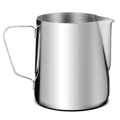 Milk Frothing Pitcher, 304 Stainless Steel 350ml Steaming Cup, Silver 12oz