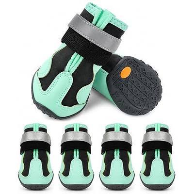 MIGOHI Dog Shoes for Hot Pavement, Waterproof & Anti-Slip Dog Boots for Rain, Snow - Durable Paw Protectors for Ourdoor Hiking & Indoor Hard Floors, Booties to Prevent Licking Paw, Green Size 5