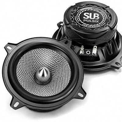 GlassForce 5.25 Speakers, 600W Peak 4 Ohm 5.25 Car Speakers, 5 1/4 Bullet Midrange Speakers with Two-Tone Woven Glass Fiber Cone, Raised Aluminum Bullet for Door & Motorcycle, 2 Pack