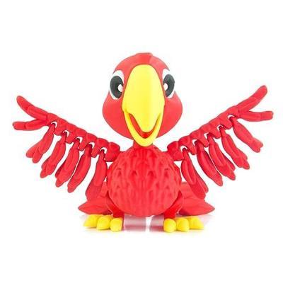 3D Printed Articulated Parrot Toy, Red Flexible Macaw Figure | Movable Joints/Wings/Tail/Claws, Birds Animal Fidget Toy Stuff, Home Office Decoration Gift Figurine Stocking Stuffers