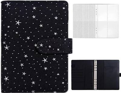 A5 Photocard Binder with 25 Pack 4-Pocket Card Pages PU Leather Card Album Portable Photo Card Holder for 2x3’’ Album Cards (Black)