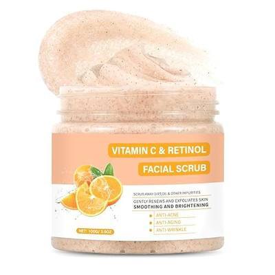 Vitamin C and Retinol Face Scrub, Facial Scrub Exfoliating Clears Blackheads, Improve Dark Spot and Acne 100g/3.5oz