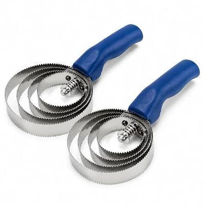 2Pcs Stainless Steel & Rubber Curry Comb, Reversible 4-Ring Horse Grooming Brush with Soft Touch Grip for Farm Animals & Pets
