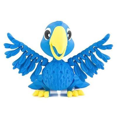 3D Printed Articulated Parrot Toy, Blue Flexible Macaw Figure | Movable Joints/Wings/Tail/Claws, Birds Animal Fidget Toy Stuff, Home Office Decoration Gift Figurine Stocking Stuffers
