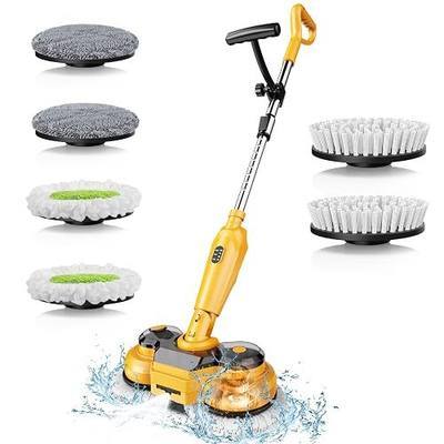 Cordless Electric Mop for Dewalt 20V Battery (NO Battery), 2 in 1 Spin Mop & Electric Floor Scrubber Machine with LED Light & Water Spray, 800 RPM Rotating Electric Mops for Floor (Yellow)