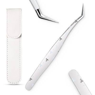 Precision Craft Tweezers, Curved Extended Fine Tip Sticker Tweezers for 3D Scene Stickers, Scrapbooking, Journaling, DIY Paper Crafts, (Silver)