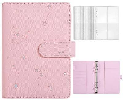 A5 Photocard Binder with 25 Pack 4-Pocket Card Pages PU Leather Card Album Portable Photo Card Holder for 2x3’’ Album Cards ( Pink)