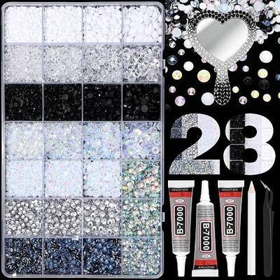 RODAKY Black White Rhinestone for Bedazzling 3/4/5/6mm Silver Clear Crystal Gems Resin AB Rhinestones for Crafting Bedazzler Kit for DIY Tumblers Manicure Design