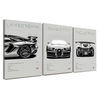 Race Car Wall Art Hypercars Mens Poster Cool Boys Bedroom Decor 12x16 In | Man Cave Supercar Pictures, F1 Racing Canvas Prints, Male Apartment Art Set of 3, Tuff Cars Themed Wall Decor for Guys