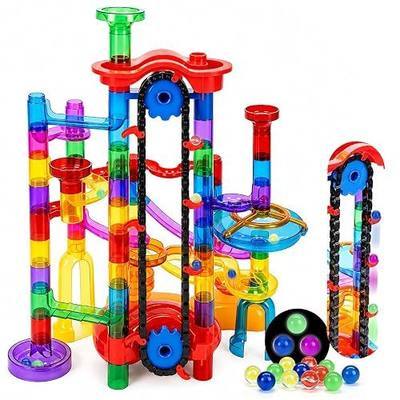 PRE-WORLD 171Pcs Motorized Elevator Marble Run with Glow Marbles for Kids | Construction Building Blocks, Translucent Track, STEM Educational Maze Toy for Ages 3-12, Birthday Back to School Gift