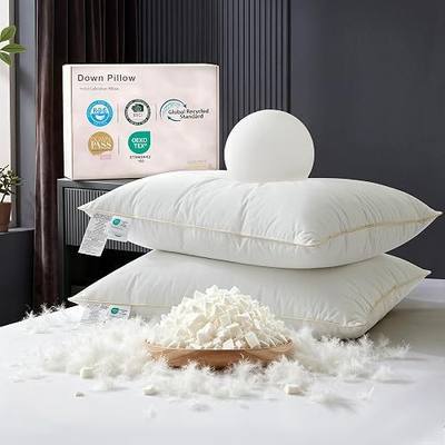 FARINA Goose Feather Down Pillows, 600T Cotton Cover, Queen Size Set of 2 | Pillows for Side and Back Sleepers, Best Pillow for Neck Pain, Hotel Collection Bed Pillows, Soft but Supportive Down Pillows