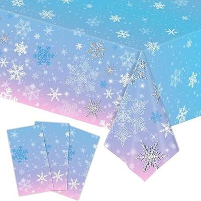 3 Pack Winter Snowflake Tablecloth, 54"x108" Disposable Table Cloth | Blue & Purple Winter Frozen Wonderland Disposable Plastic Table Cover for Christmas, Holiday, New Year & Birthday Party Decor