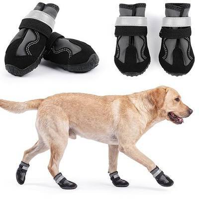 PAWsay Dog Boots Water-Resistant Non Slip Doggy Shoes | Non Slip Puppy Boots with Reflective Straps Prevent Injury Scratching Comfy Boots with Soft Thin Lining Lighten Friction