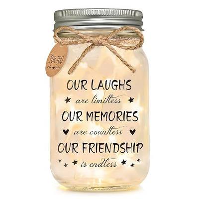 Friendship Gifts for Women - Mason Jar Night Light, Sentimental Keepsake for Best Friend, Heartfelt Home Office Decor, Birthday Mother's Day Christmas Thanksgiving Present