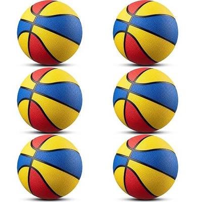 Vinsot 6 Pack Mini Rubber Basketballs 7 Inch, Size 3 Pool Basketball for Mini Hoop Bulk Small Basket Balls for Indoor Outdoor Party Favors Arcade Games (Red, Yellow, Blue)