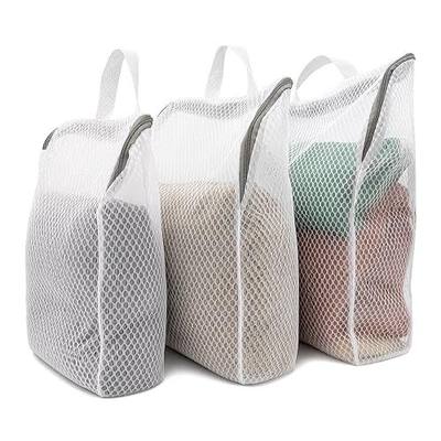 Mesh Laundry Bags 3-Pack (Large, Medium, Small) for Delicates, Bras, Lingerie, Shoes & Clothes with 3D Design and Hanging Handle, Reusable Durable Travel & Home Use