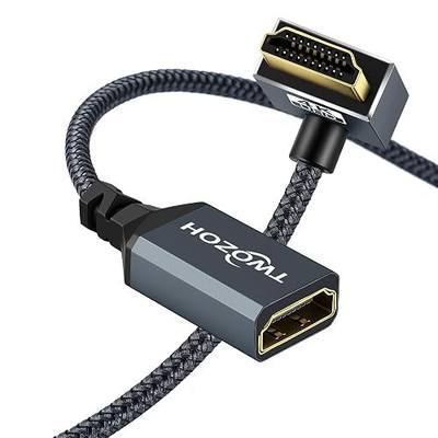 Twozoh HDMI Extension Cable 1FT, 90 Degree Down Angle Male to Female Cord, HDMI 2.0 Cable Adapter Support 4K@60Hz 3D HDR
