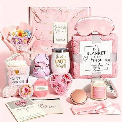 15Pcs All-In-One Self Care Gift Basket for Women - Mother's Day, Birthday & Get Well Soon Gifts for Mom, Wife, Friends
