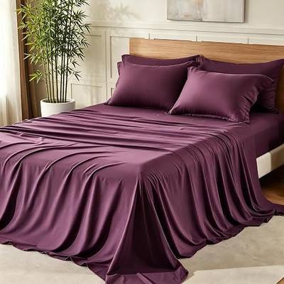KAKIJUMN 6 Piece Cooling Queen Sheets Set, Rayon Derived from Bamboo | Buttery Soft & Silky Smooth, Cool to The Touch, Ideal for Hot Sleepers, Secure Fit for 14-18” Deep Pocket, Suit All Ages