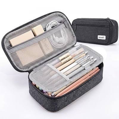 WEMATE Pencil Case, Large Capacity Pencil Pouch, Big Storage Organizer | for Stationery, Zipper Pen Bag, Travel Pen Box, Office Organizer Makeup Bag, for Men Women Black