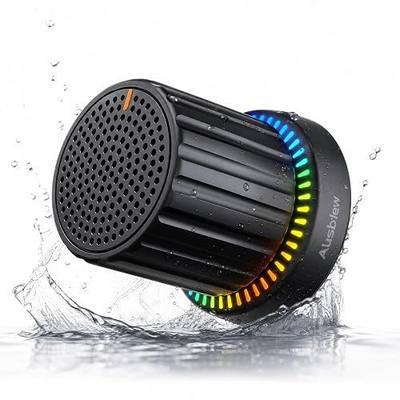 IPX7 Waterproof Magnetic Shower Speaker with RGB Lights, Bluetooth 5.3 Wireless Speaker with Strong Suction & Magnet Mount, Enhanced Bass, Portable Speaker for Bathroom, Kitchen, Pool