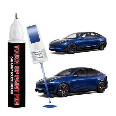 Deep Blue Metallic(PPSB) Car Touch Up Paint for Tesla 2-in-1 Car Scratch Repair Pen with Fine Tip&Brush, DIY Color-Code Matched Auto Paint for Rock Chips Door Scratches Paint Nicks Bumper Marks