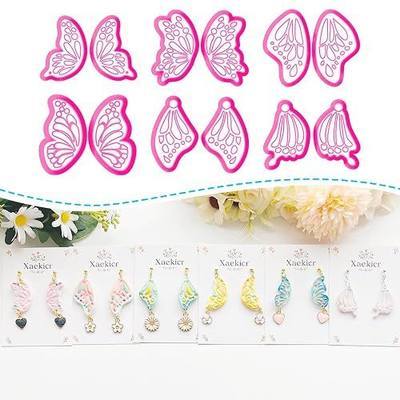 12 Pairs Butterfly Wing Polymer Clay Cutters - Detailed Texture Jewelry Making Tools for Earrings & DIY Crafts, Soft Clay Shaping Molds