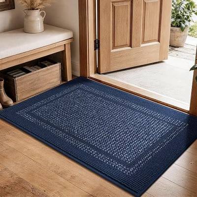 Indoor Doormat 24'' x 36'', Absorbent Dirt Trapper Entrance Mat with Non-Slip TPR Backing, Low Profile Washable Entryway Rugs for Front Back Door, 100% Polypropylene, Blue