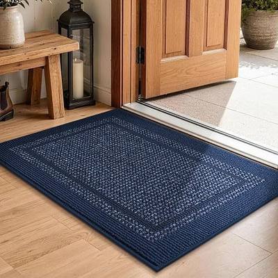 Indoor Doormat 20" x 32", Absorbent Dirt Trapper Entrance Mat with Non-Slip TPR Backing, Low Profile Washable Entryway Rugs for Front Back Door, 100% Polypropylene, Blue