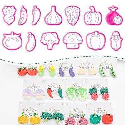 13 Pcs Vegetable Polymer Clay Cutters - Miniature Food Shape Jewelry Making Tools for Earrings, Charms & DIY Crafts, Soft Clay Molds