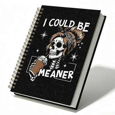 Funny Skull Spiral Notebook, Sarcastic Gothic Journal for Women, Goth Office Supplies, Skull Gifts for Girl, Cute Hardcover Notebook for Work School College, 5.5x8.3 Inch